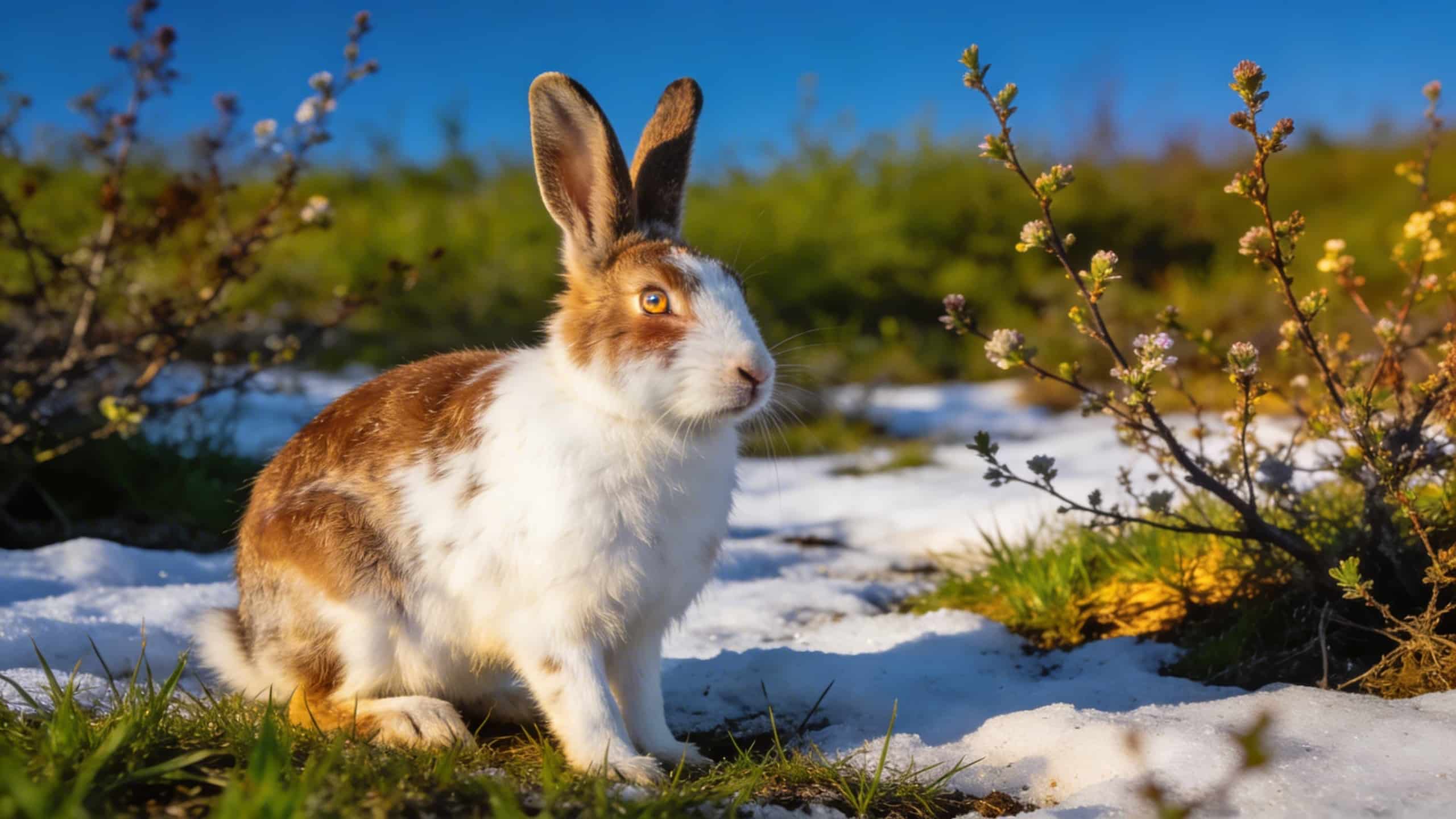 Le lièvre variable : cet animal qui change de couleur au printemps pour passer inaperçu dans la neige fondante