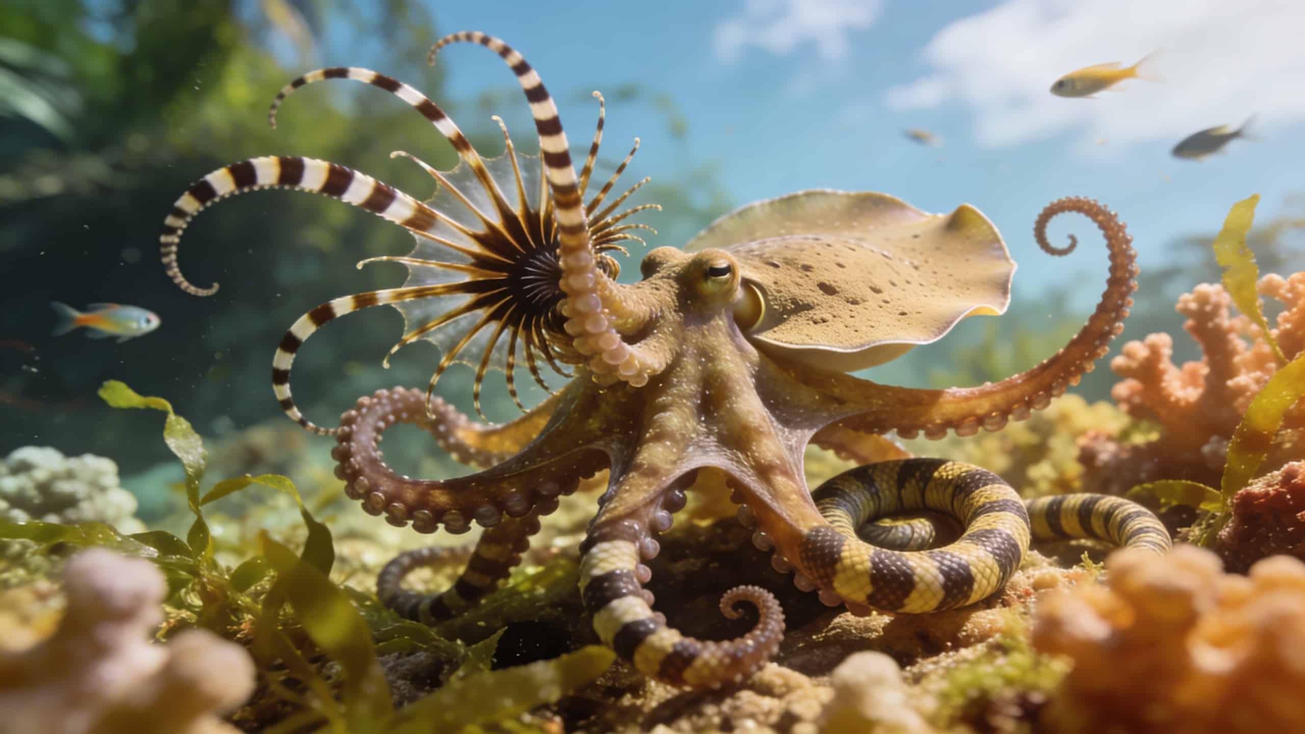 Le poulpe mimique : ce génie des fonds marins capable d&rsquo;imiter plus de 15 animaux différents pour tromper ses prédateurs