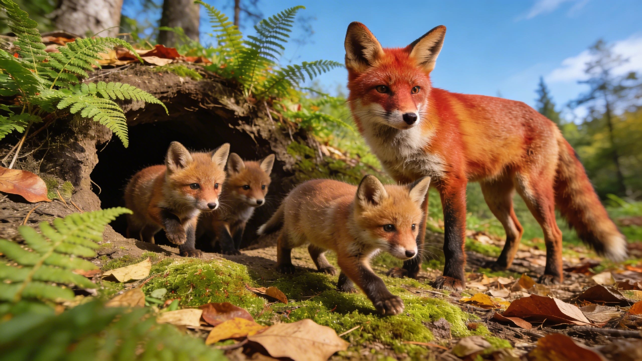 Le renard roux et ses petits : à quel âge les renardeaux sortent-ils du terrier pour la première fois ?