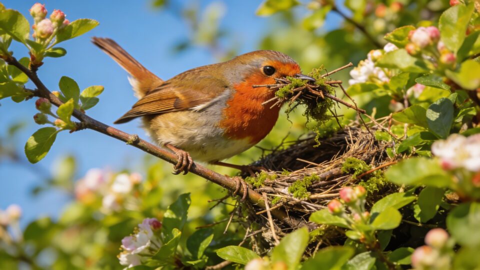 Le rouge-gorge construit son nid en mars : comment l'observer sans le déranger dans votre jardin ?