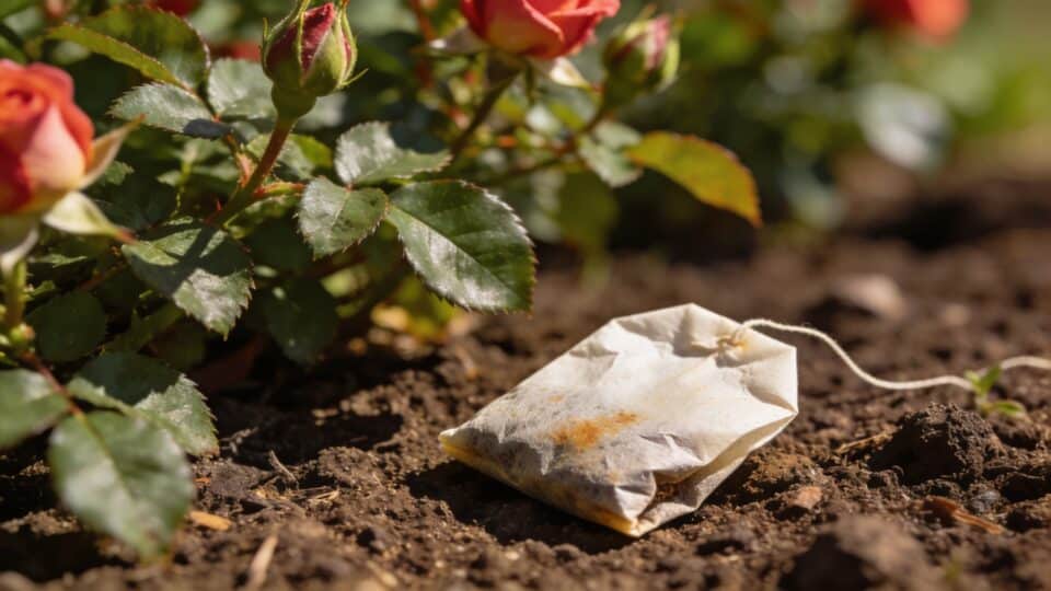 Le sachet de thé usagé, secret discret des jardiniers pour des rosiers plus vigoureux