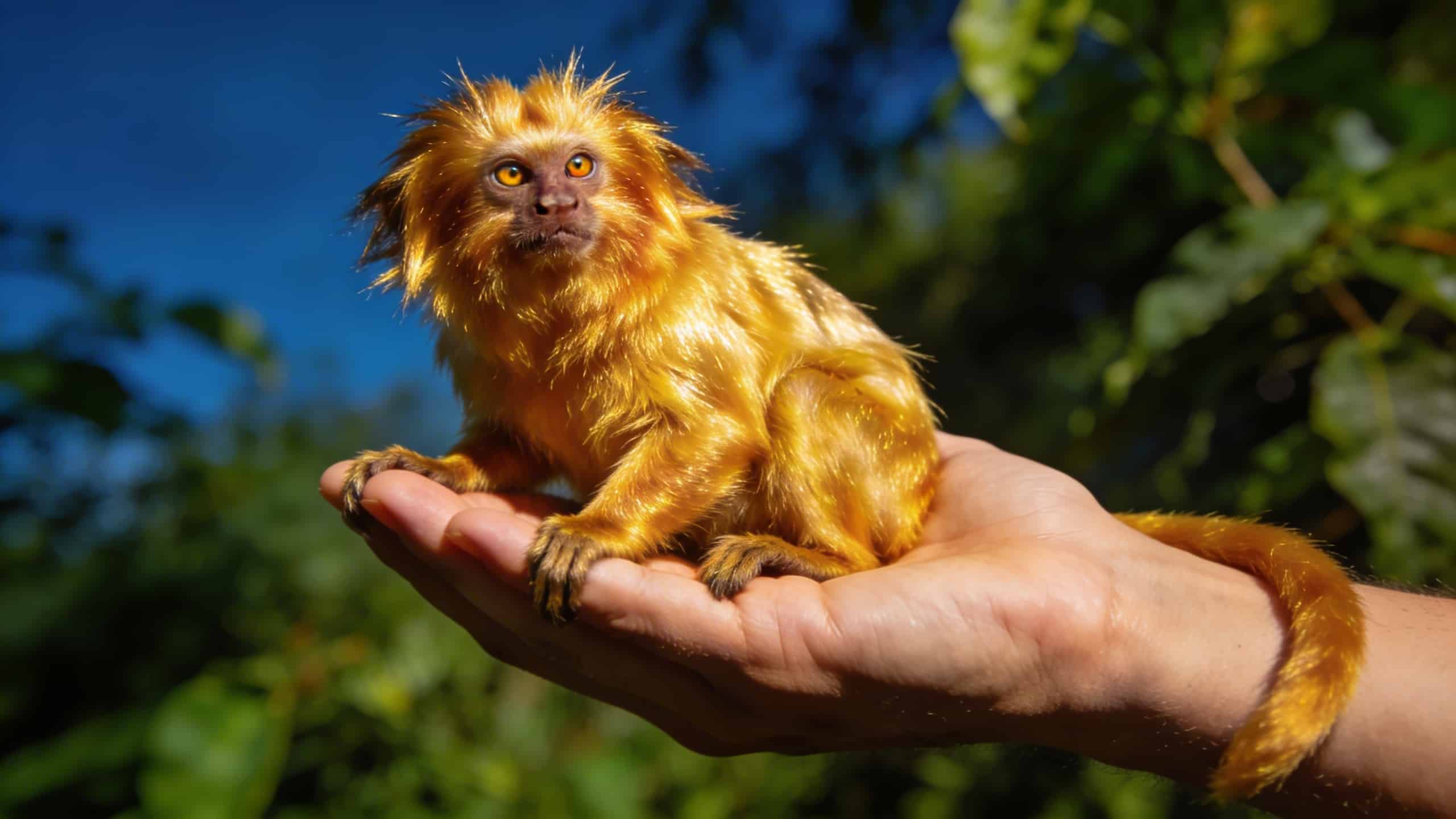 Le tamarin lion doré : ce petit singe aux airs de rockstar qui tient dans le creux d'une main