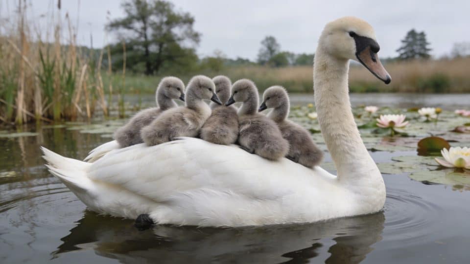 Pourquoi les bébés cygnes tuberculés se blottissent-ils sur le dos de leur mère pour traverser l'étang sans se mouiller ?