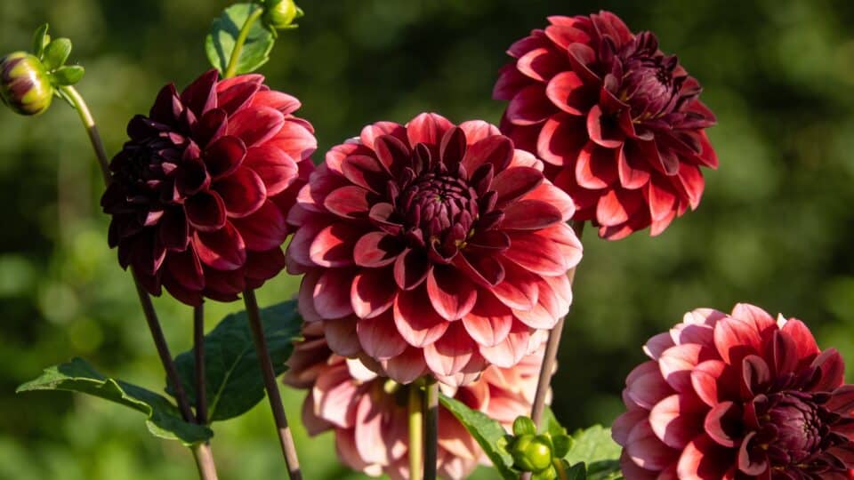 Dahlia bordeaux, fleurs résistantes au soleil : comment choisir ce qui transforme un massif sans effort excessif