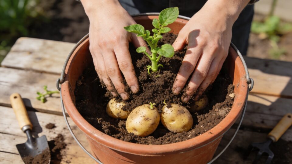 Planter ses pommes de terre en avril : la technique du seau qui multiplie la récolte par 3 sur 1m²