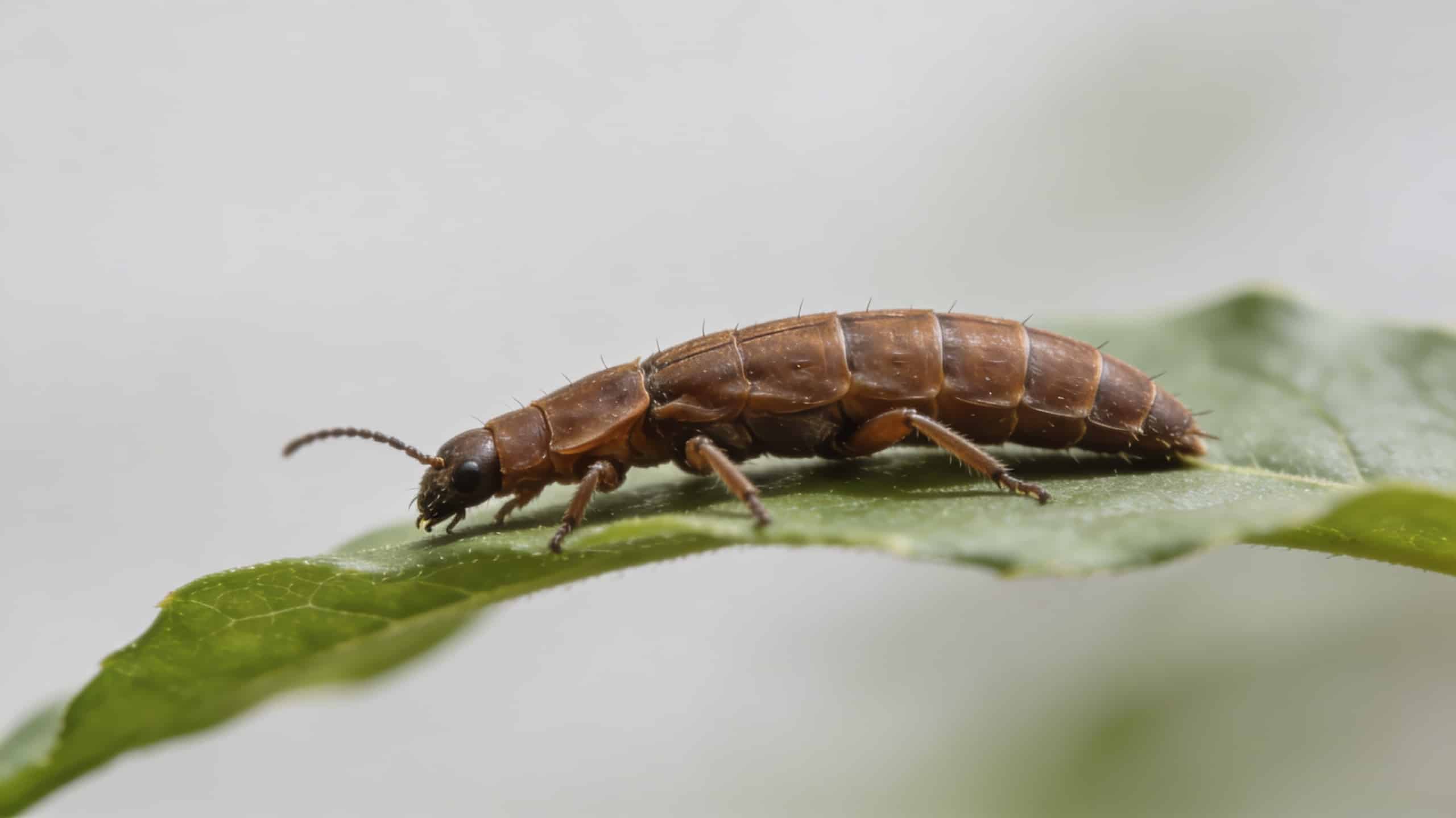 gros insecte brun rampant sur une feuille verte