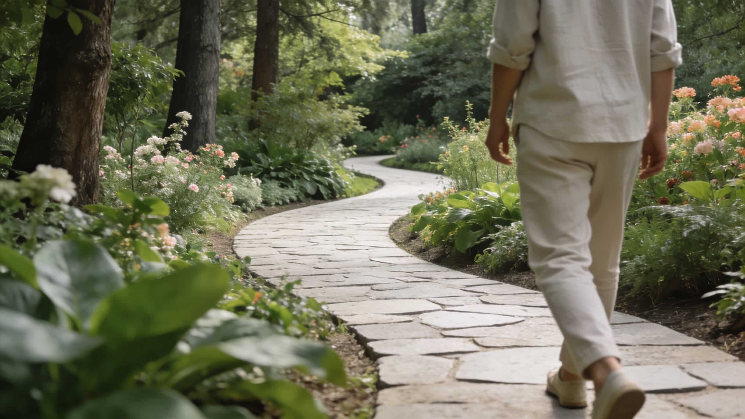 Promenade calme dans un jardin botanique verdoyant