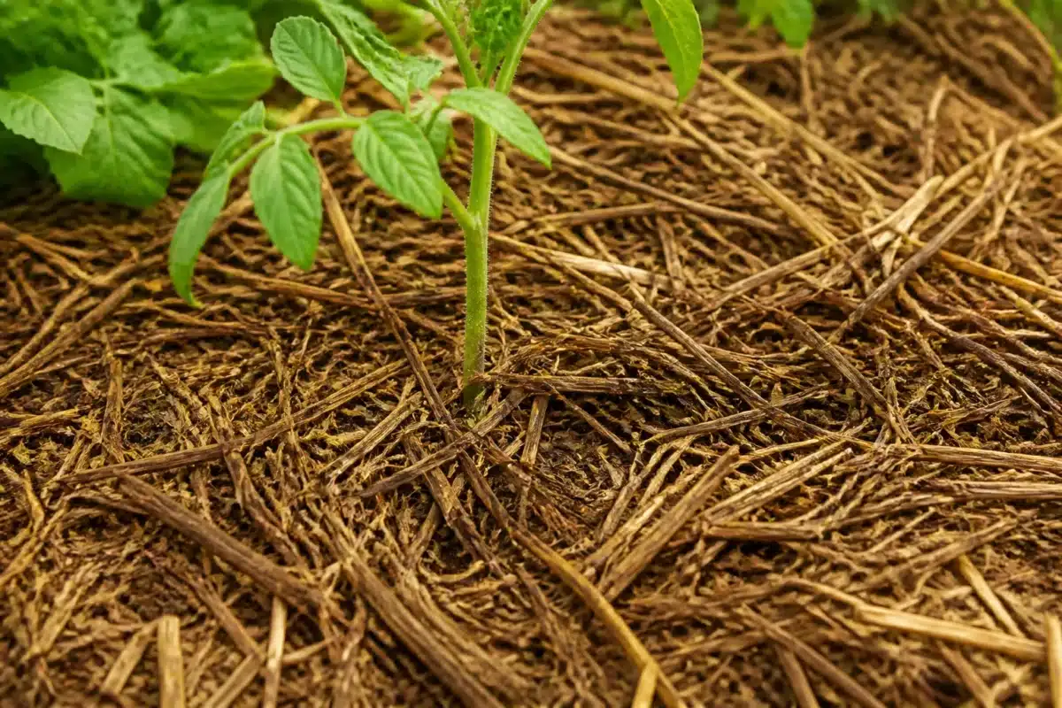 Paillis trop compact étouffant les racines des jeunes plants