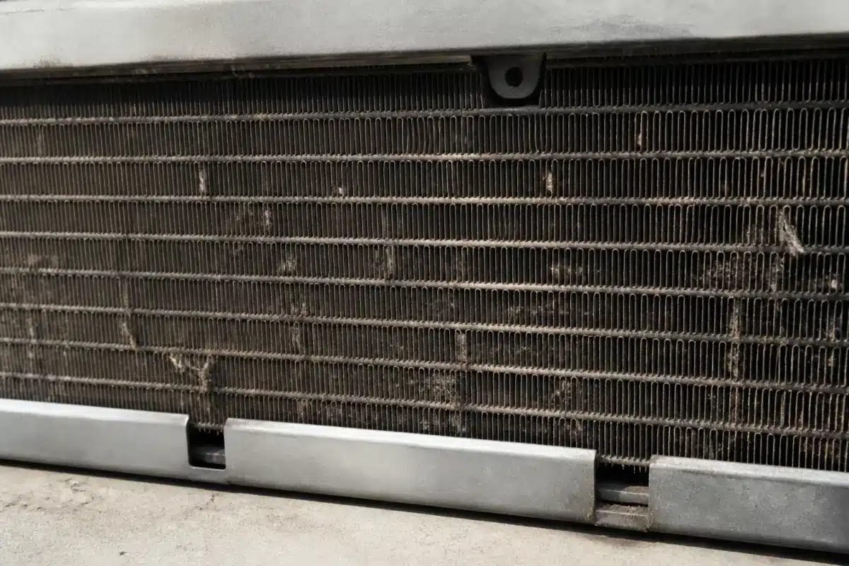 Radiateur couvert poussiere ailettes grille ventilation grise